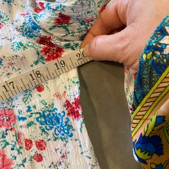 The Vermont Country Store Gauze Floral Print Long Sleeve Popover Shirt White L - Picture 8 of 10